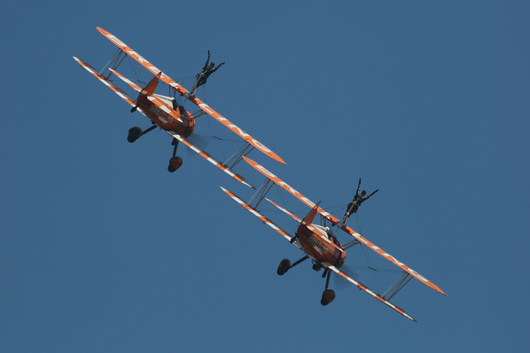 The Breitling Wingwalkers on the Boeing Stearman